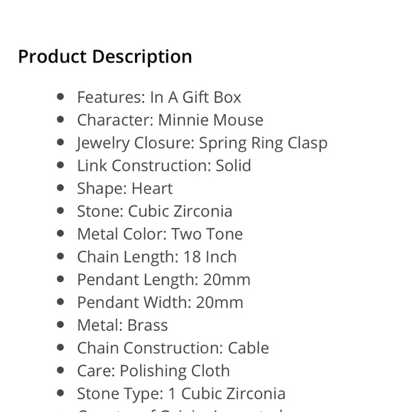 NWT❣️Disney Minnie Mouse Pendant Necklace - Picture 3 of 3